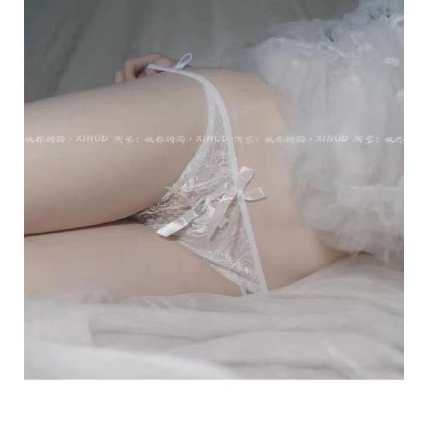 Japanese-style pure and cute fairy lace bow-tie girl T Sexy thong underwear
