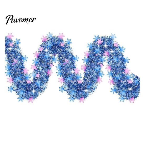 Gift Wrapping Ribbon Christmas Snowflake Tinsel Garland, 200cm Light Blue Purple Foil Wired Ribbons Strip for Tree Staircase Window, Holiday