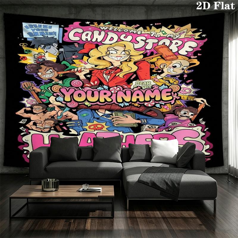 Cyberpunk Hero Custom Name Wall Tapestry Aesthetic Wall Hanging Printed Fabric Blanket Decorative Tapestries For Bedroom Living Room Home Decor