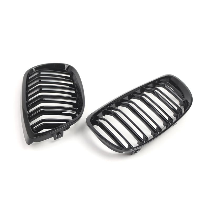 L10A Front Kidney Grille Gloss Black Double Lines Hood Grilling For BMW 3 Series E92 E93 Coupe 2006-2010 Part Number 51137157277