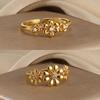 Adjustable Gold Color Ring For Women Dainty Daisy Flower Elegant Cute Rings Synthetic Zircon Pistil Anillos Jewelry Wedding Gift