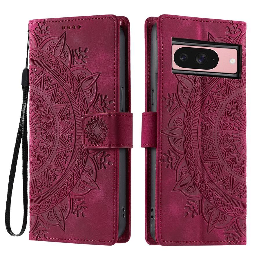 

Чехол-кошелек для телефона с тиснением Tribal для Google Pixel 9 8 7 6 Pro Pixel 9a 8a 7a 6a Photo Frame Kickstand Case Google Pixel 9A вино красного