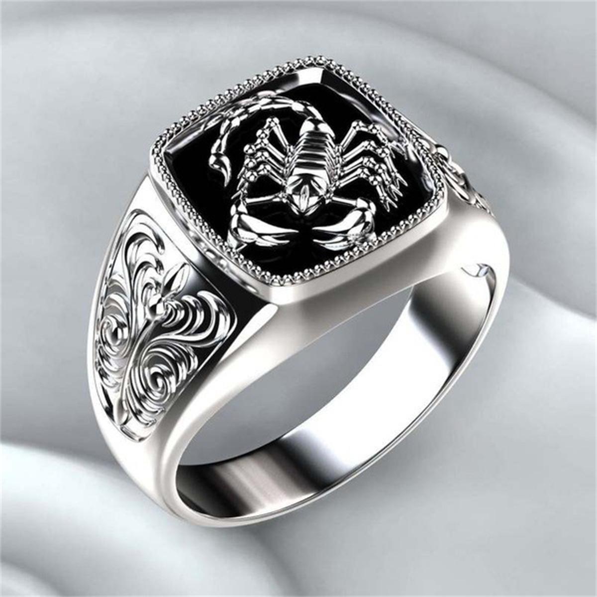 Men s Embossed Scorpion Ring 10 серебряный