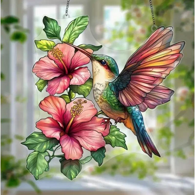 Pretty Bird Acrylic Living Room Courtyard Pendant Holiday Scene Decorative Pendant Gift