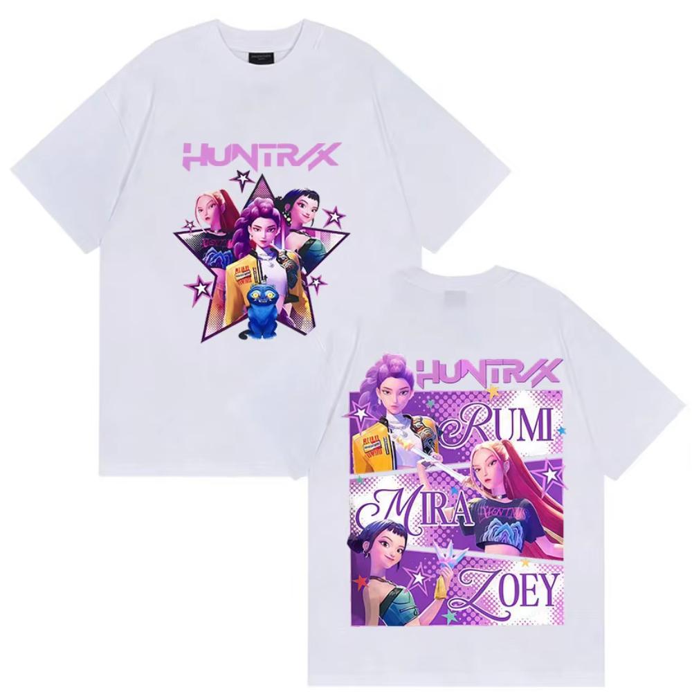 K-pop Demon Hunters Rumi Mira Zpey 2025 Film Graphic T-Shirt Men Women Harajuku High Quality Oversize Cotton T Shirts Streetwear