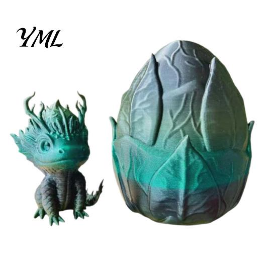 Desktop Dragon Egg with Mini Toy, 3D Printed Miniature Figurine, Decoration for Home Office Model