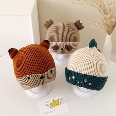 Cappellino lavorato a maglia per neonato con cartone animato, caldo cappello invernale in lana per neonato, bambino, bambina, bimbo, bimba, protezione per le orecchie, cappellino all'uncinetto