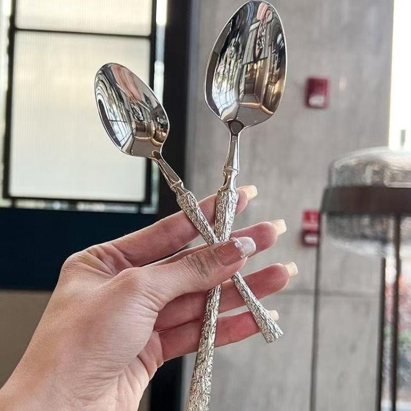 Tree Pattern Stainless Steel Knife, Fork And Spoon Western Tableware Fork And Spoon Suitable For Hotels And Western Restaurants