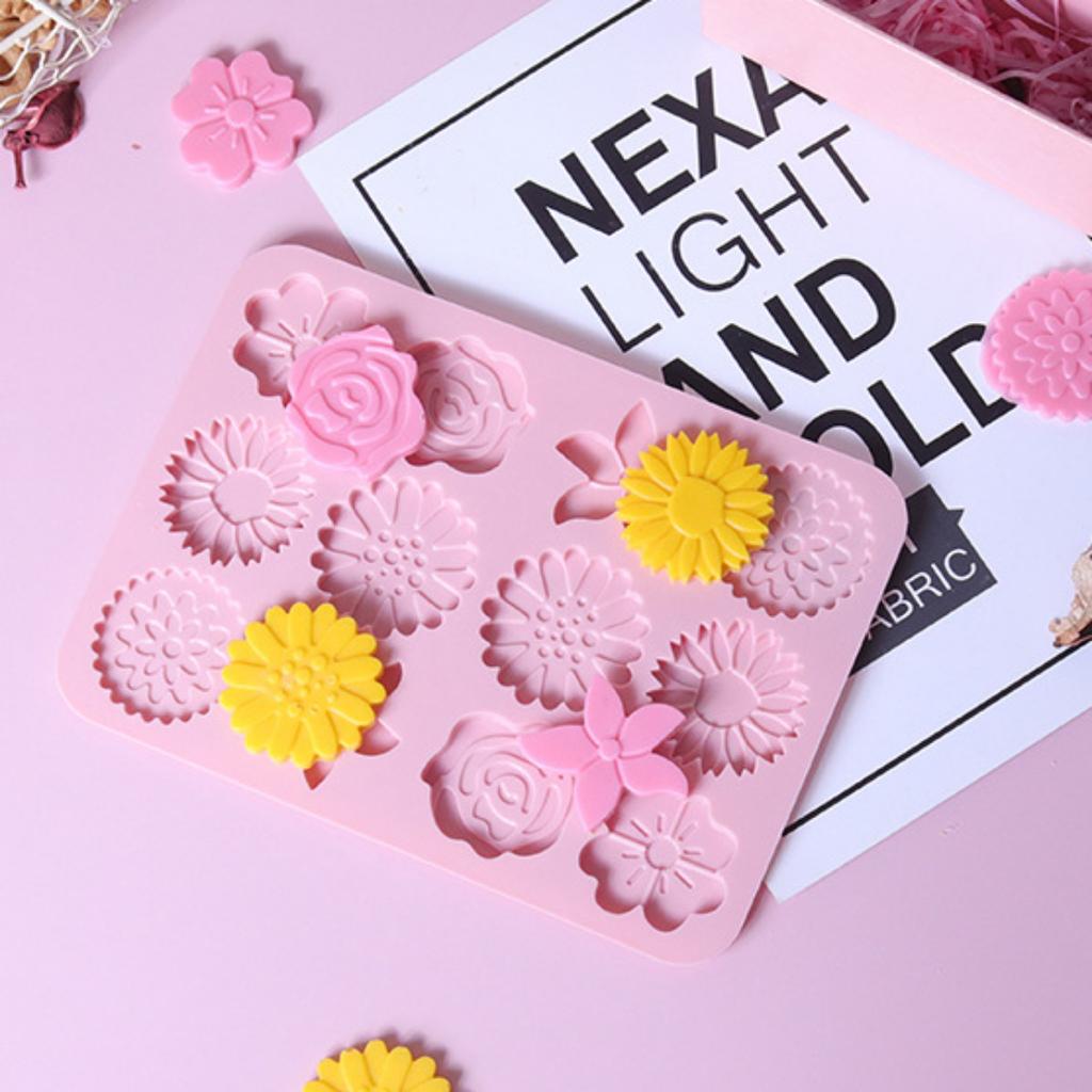 Multicavity Mix Flower Silicone Chocolate Mold Daisy Candy Biscuit Jelly Cake Decor Mould DIY Blossom Soap Candle Mold Ice Tray