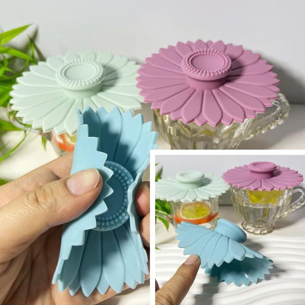 3pcs Silicone Cup Covers Anti Dust Colorful Universal Airtight Seal Reusable Flexible Mug Covers for Office Home