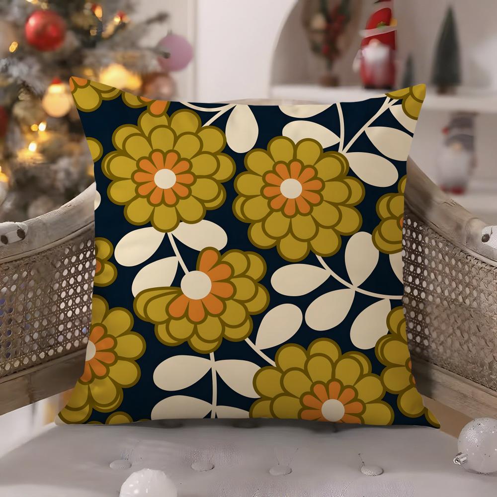 Federa Cuscino Fiore Stile Retrò Orla Kiely Comfort Divano Letto Seta Elegante Cerniera Invisibile Copricuscino Decorativo