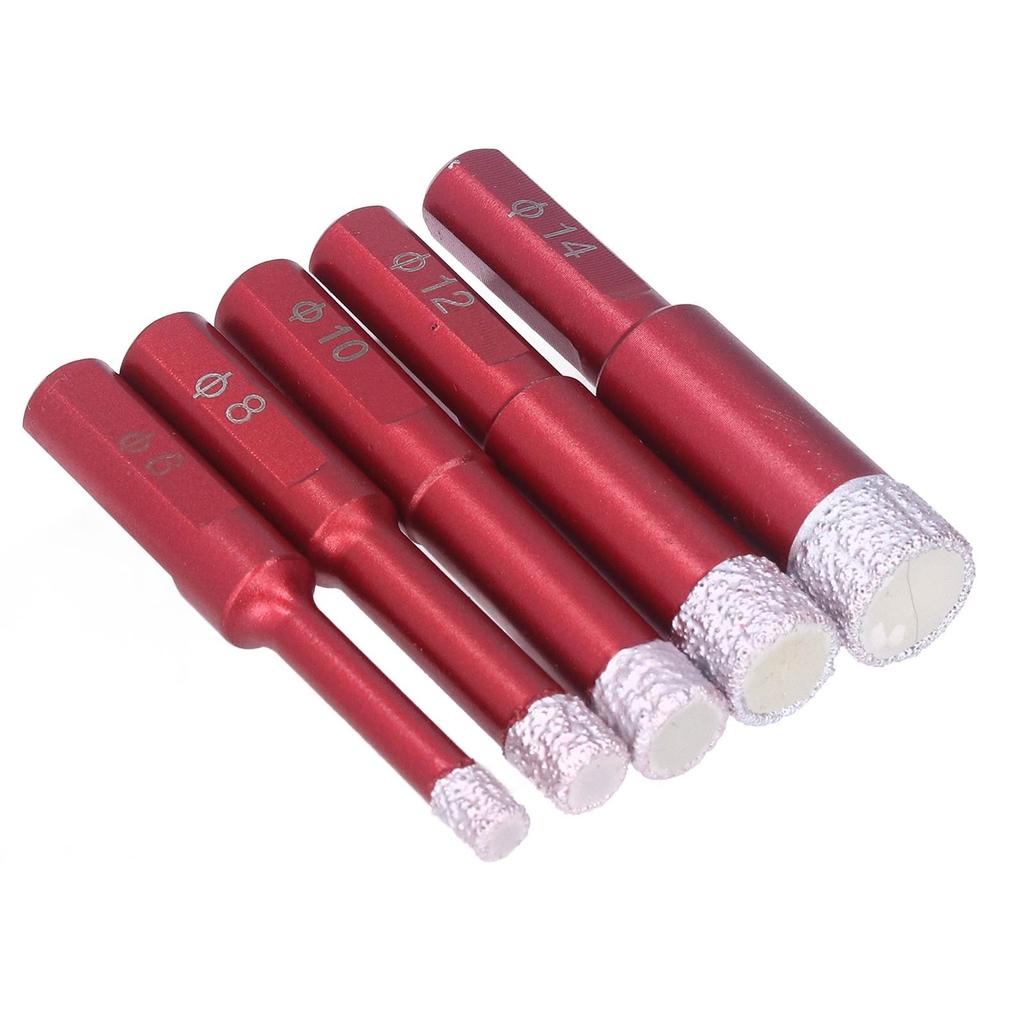 5Pcs Diamond Drill Bit Triangle Shank Dry Wet Drilling Tool Set Kit for Granite Ceramic