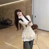 Semi-turtleneck Fungus Edge Lace Bottoming Shirt Women's Top Autumn and Winter New Polished Fleece Long Inner Sleeve Chic Hem