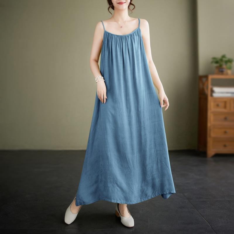 Sleeveless Strap Plus Size Vintage New In Dresses For Women Casual Loose Long Summer Dress
