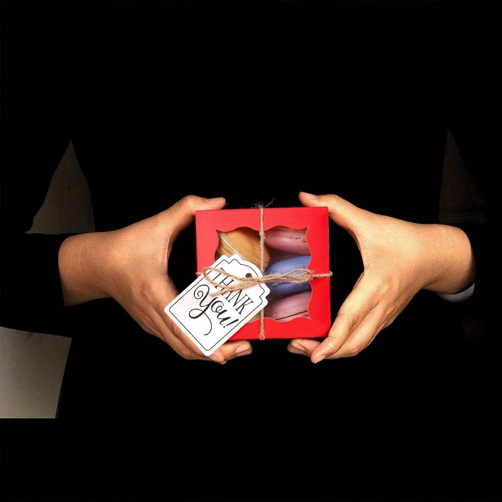 10pcs Treat Boxes with Window Gift Box with Tag and Rope Kraft Paper Red Gift Packing Box for Easter Weddings Parties Soap DIY