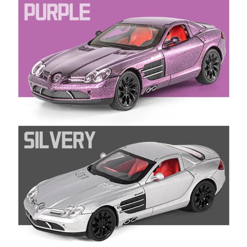 1/24 Benz SLR 722S Edition Alloy Sports Car Model Diecasts Metal Track Racing Car Vehicles Model Simulation Sound Light Kids Toy Gift