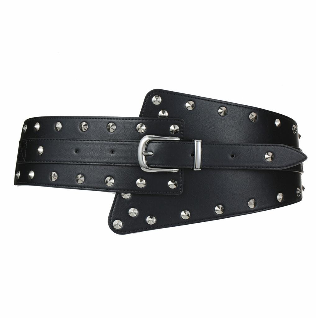 Vintage Belt Rivet Women'S Dress Shirt Decoration Elastic Elastic Extra Wide Waist Seal Belt