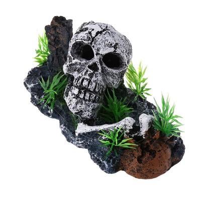 Aquarium Resin Decoration Pirate Skull Decor Hideouts Betta Cave Fish for Tank Accessories for Hermit Guppy