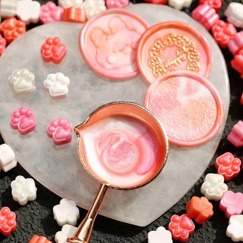 150pcs Original Cat Paw Seal Wax Grains Mixed Color Pearlescent Wax DIY Manual Account Greeting Card Envelope Decoration