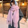 New Autumn and Winter Mohair Scarf Women's Korean Version Thickened Warm Versatile Plaid Scarf Knitted Fringed Student Scarf
