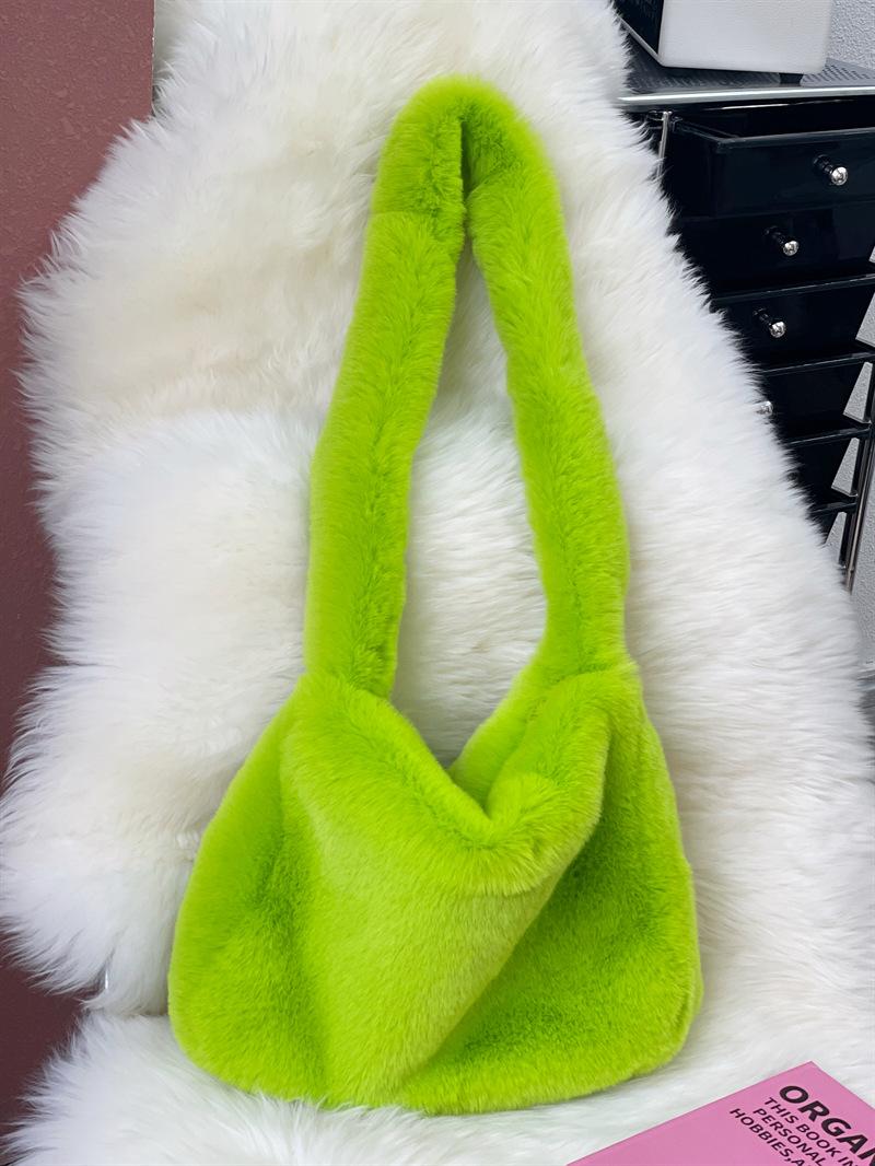 

Solid Color Fake Fur Ladies Shoulder Bags Luxury Soft Plush Messenger Bag for Women Large Capacity Female Furry Tote Handbags