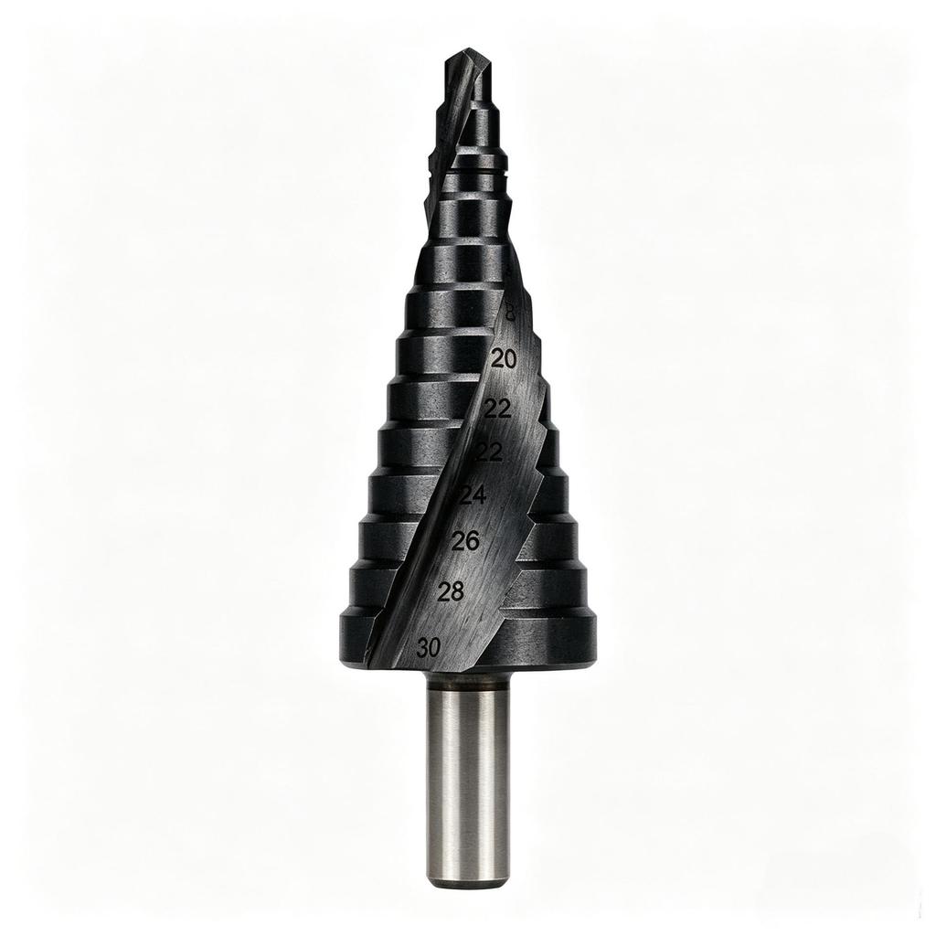 High-Efficiency Wear-Resistant Blackened Woodworking Step Drill for Chamfering and Drilling