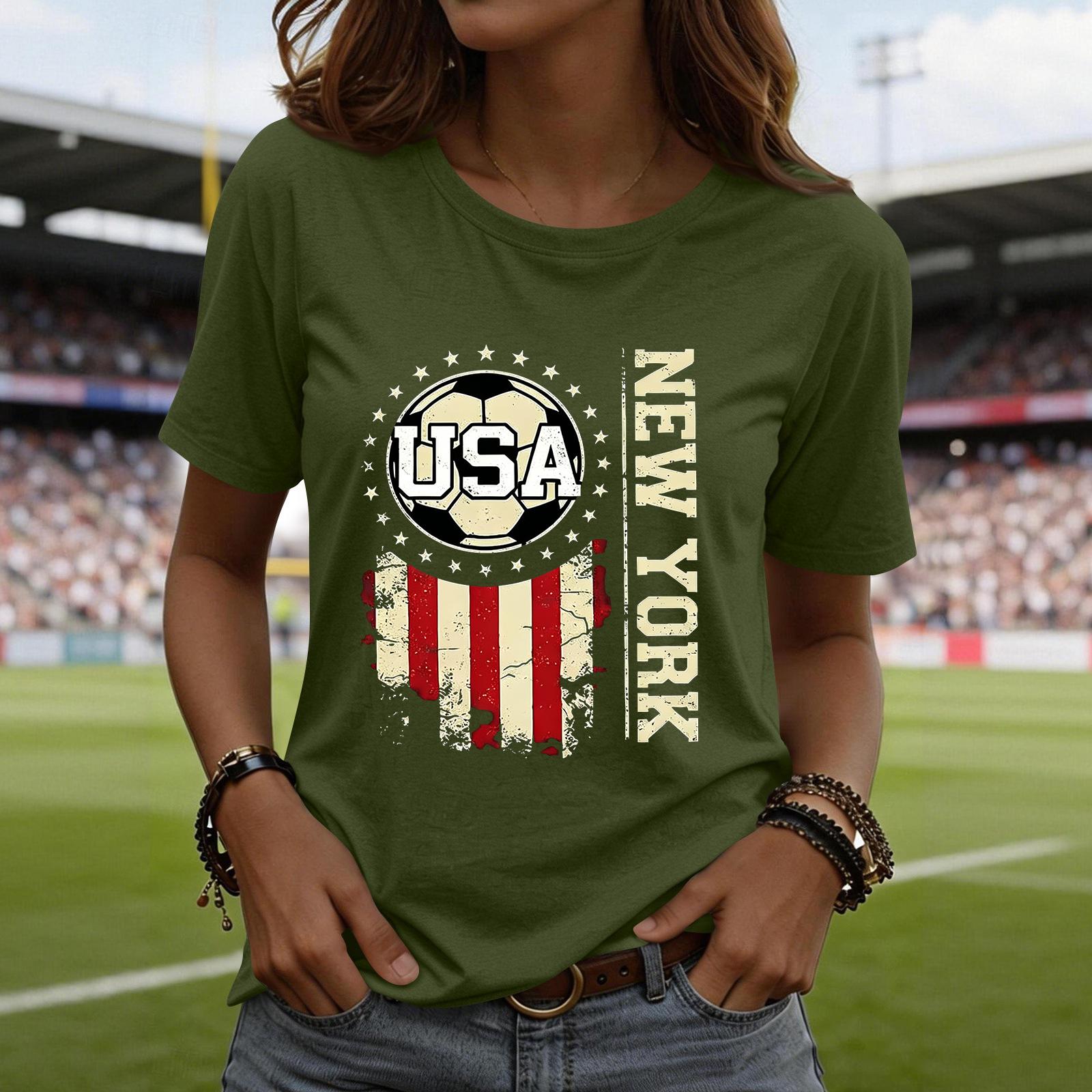 

Women s Fashion Casual Printed Short Sleeve Round Neck Pullover Tops L армия зеленый
