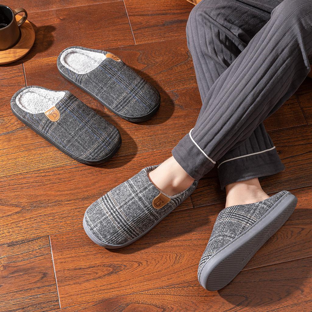Cotton slippers men's winter indoor home new home use non-slip warm plush large size slippers men