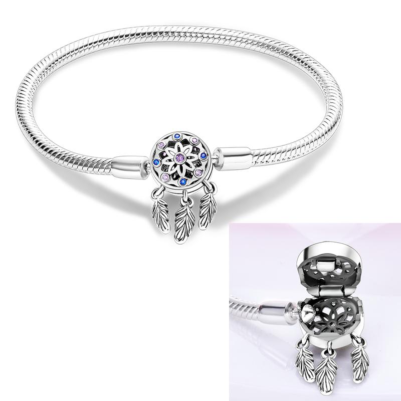 S925 Sterling Silver Bracelets 17-20CM Original Leaf Clover Butterfly Heart Bracelet Fit DIY Charms Beads Fashion Women Jewelry