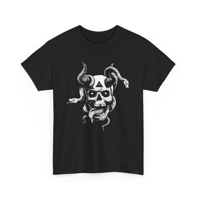 Satanic Devil with Snakes Skull Occult Pentagram Baphomet T Shirt