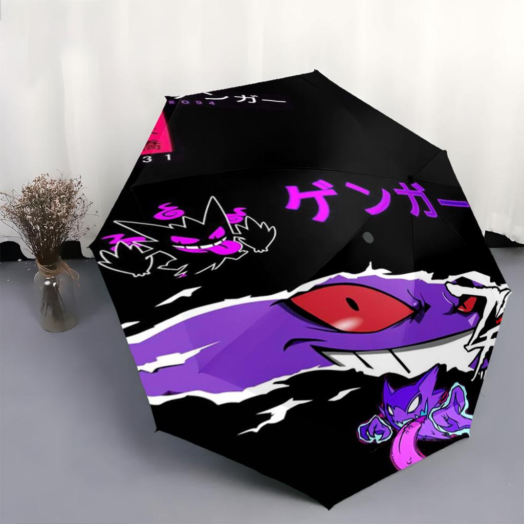 Anime Gengar Pattern Umbrella Lightweight Portable Travel Umbrella Anti-UV Sun Protection