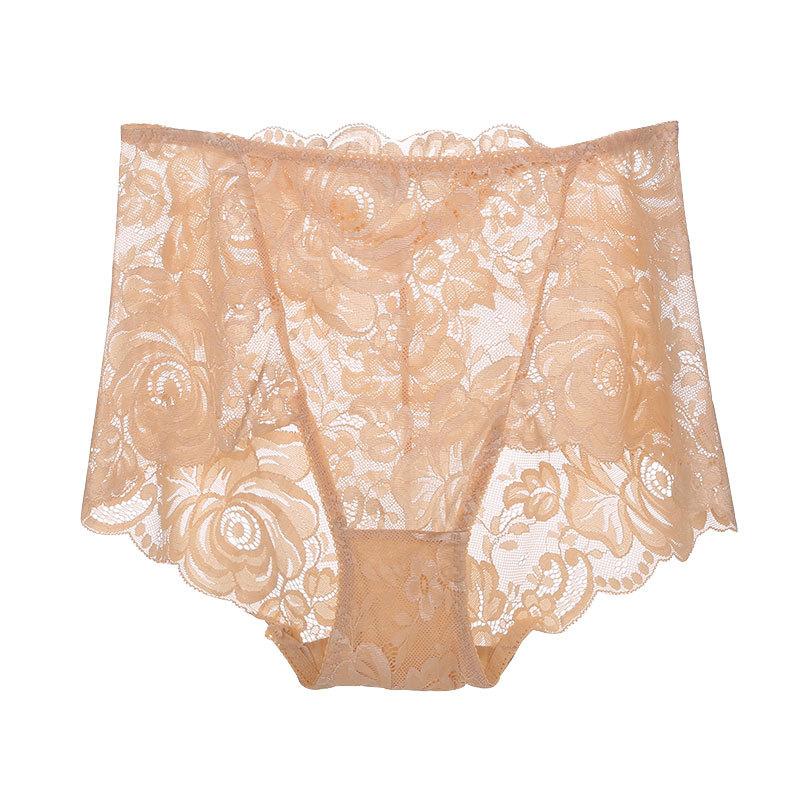 Übergröße Damen Sommer Sexy Spitze Ausgeschnitten Ohne Markierung Zum Schließen Bauch Hohe Taille Dreieck Panties