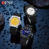 OFNS New Fashion Color Dial Men's Quartz Watch Outdoors Casual Waterproof Clock Silicone Sports Business Dress Men Watch