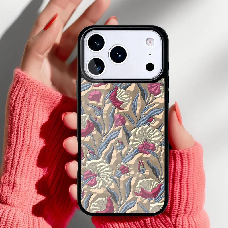 Flower Relief Phone Case for iPhone 17 16 15 14 13 Pro Max Back Cover for 12 11 Pro Coque