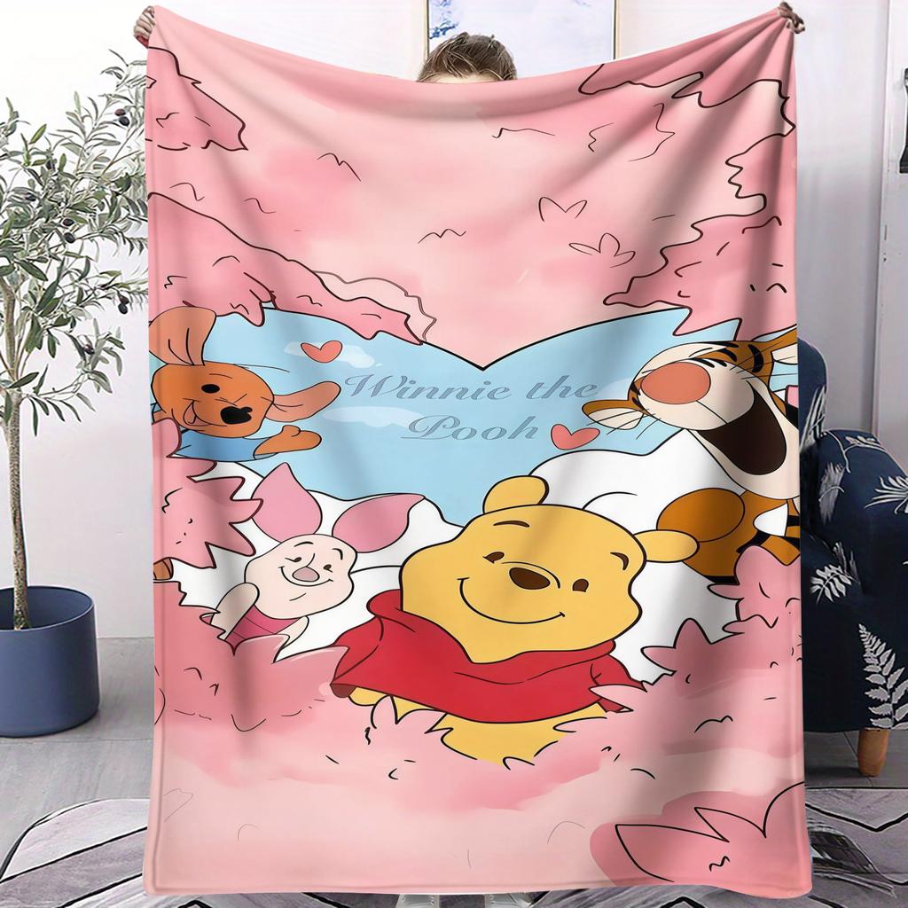 Cartoon Winnie the Pooh Who Loves Honey Print Flannel Blanket Soft Multifunctional Decortive Universal Throw Blankets Gift