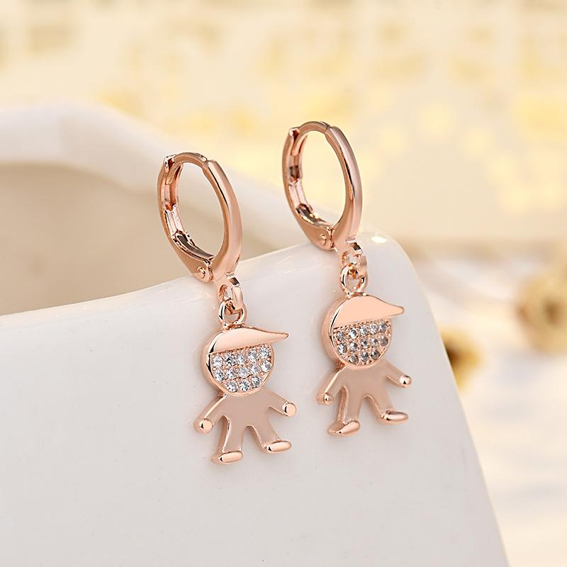 Fashion, Simple and Versatile Boy Earrings for Women Niche Design Cartoon Earrings Golden