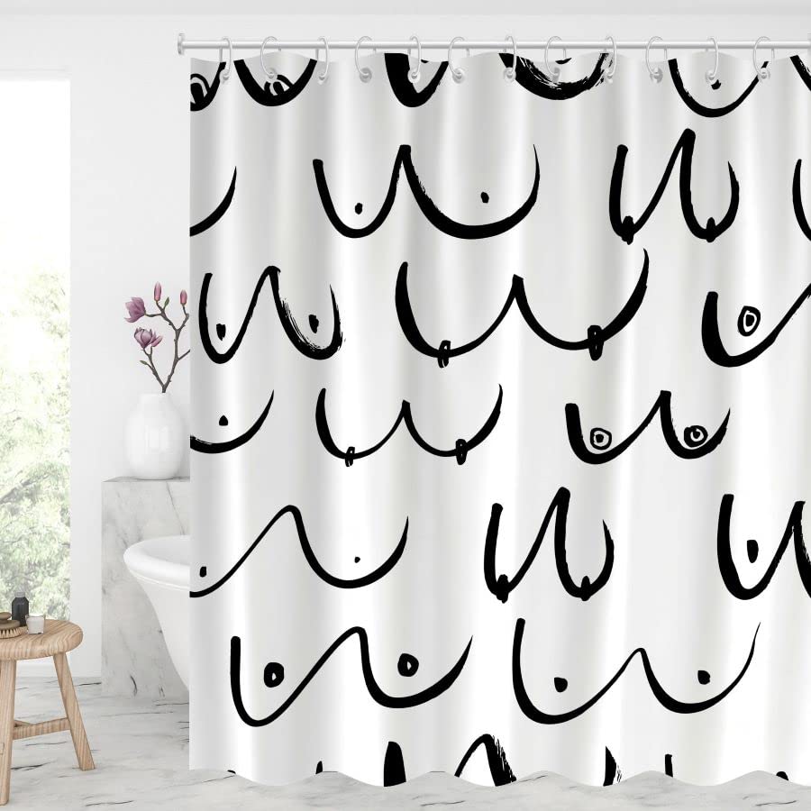 Rideau de douche Sexy Boobs Sein Féminin Féministe Motif Sein Sans Couture Rideaux de Salle de Bain Polyester Écran de Salle de Bain Avec Crochets