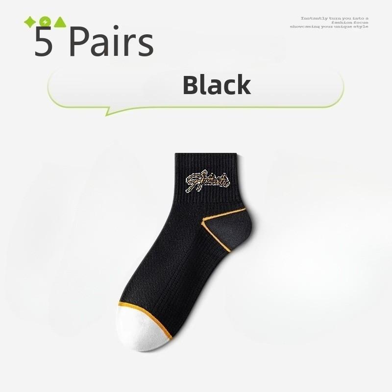 5 Pairs of Men s Summer Thin New Pure Cotton Deodorant Breathable Mesh Student Sports Socks 5 Pairs чёрный