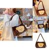 Butter Bear Pattern Cute Plush Shoulder Bag For Daily With Magnetic Closure And Card Pocket