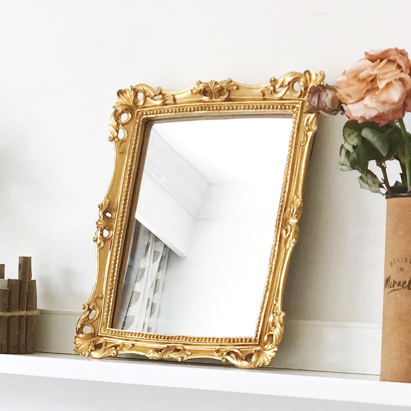 European American Retro Gold Embossed Hollow Wall Mirror Frame