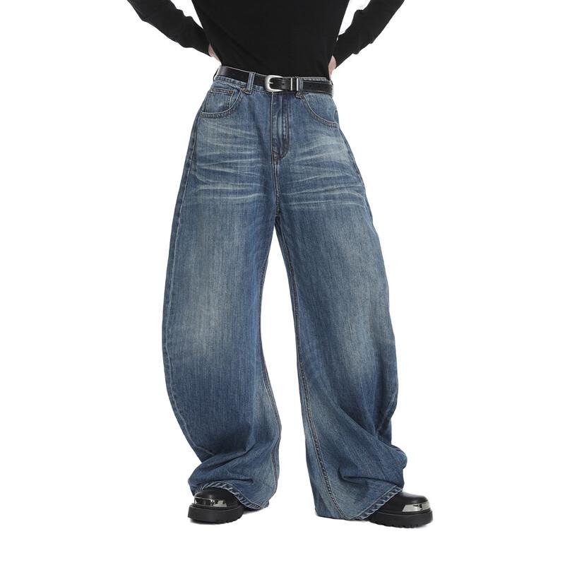 VOGUO RELAY Baggy Wide-Leg Stone-Washed Jeans S