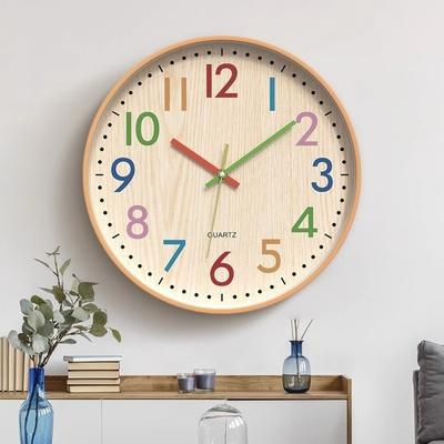 Non Ticking Numeral Wall Clock Colorful Children Clock Silent Electronic Clock  Bedroom Decor