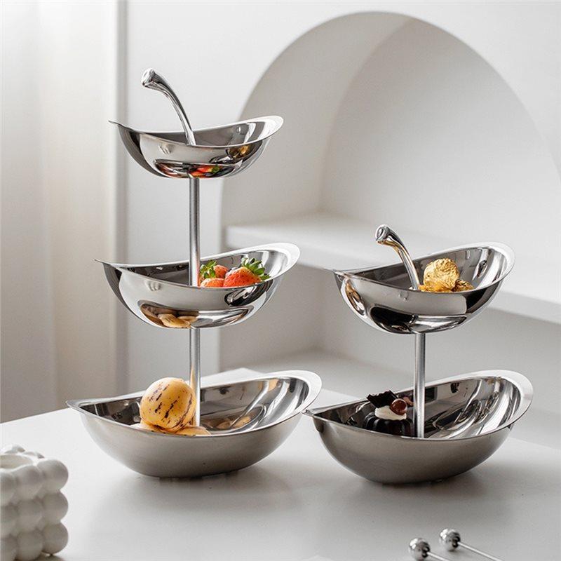 ABKY-Aihem Stainless Steel Oval Fruit Tray - Elegant Snack & Pastry Plate For Tea Table And Living Room