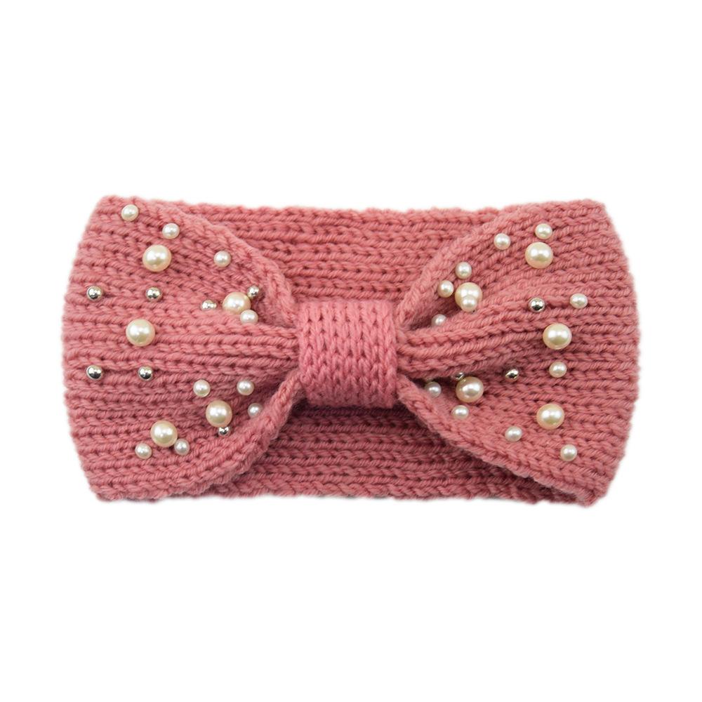 New Wide Bowknot Pearl Headbands For Woman Warm Hairband Elastic Sports Yoga Headwear Girls Hair Band Winter Hair Accessories