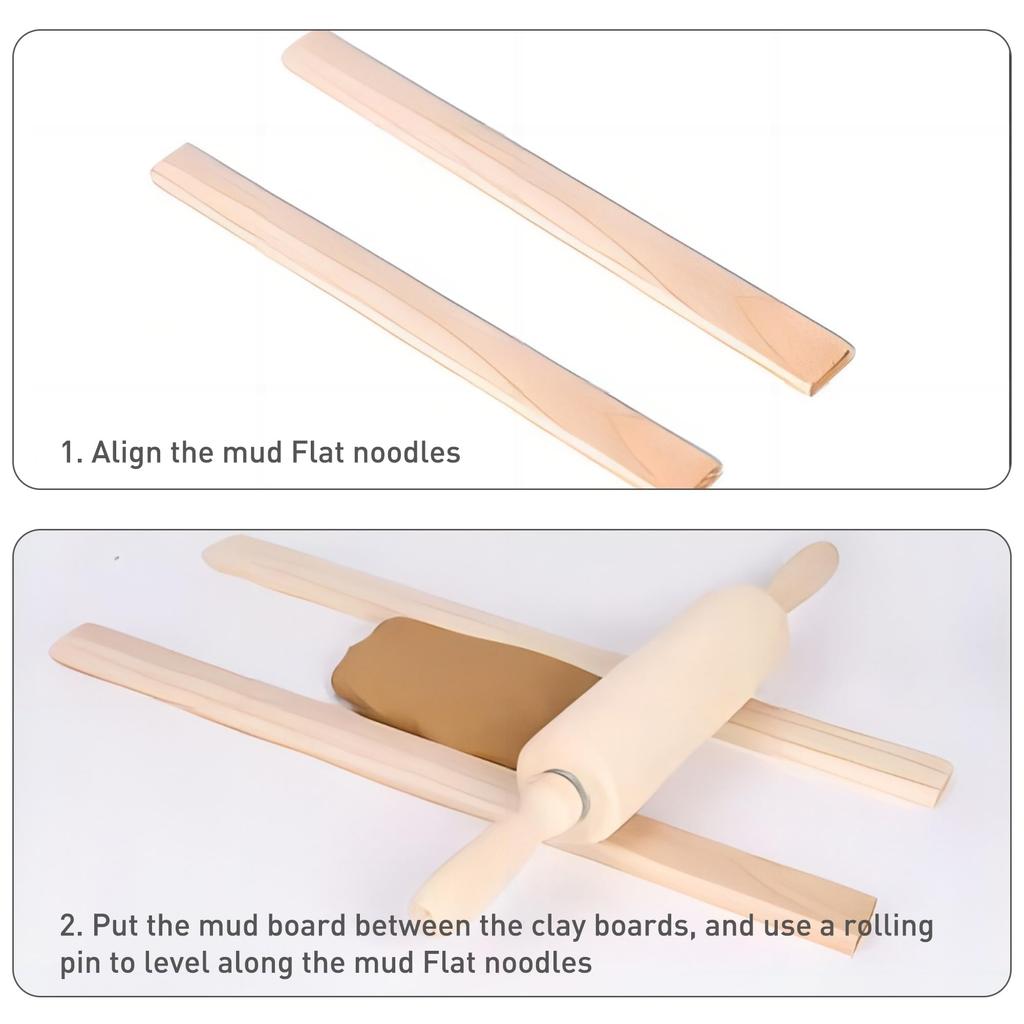 Pottery Thickness Guides Kit - 10pc Wooden Slabs Set for Polymer Clay, Ceramics & Baking - Multi-Size Rolling Pin Spacers