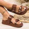 Women's Plus‑Size One‑Strap Slide Sandals With Buckle, Summer New Arrival, Outdoor Wearing European‑American Fashion Shoes