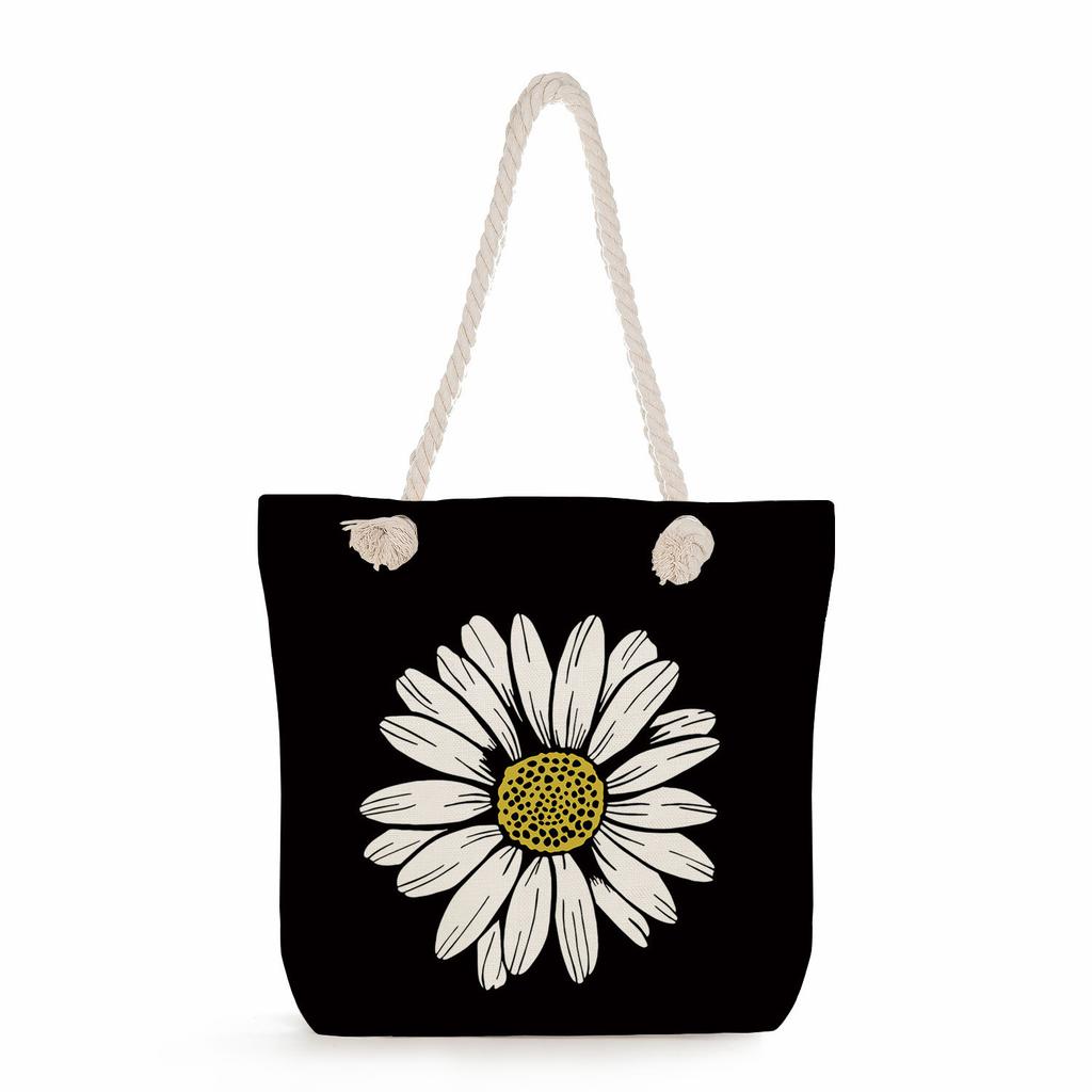 Multifunctional Flower Printed Thick Rope Shoulder Beach Bag Casual large capacity handbag 7612