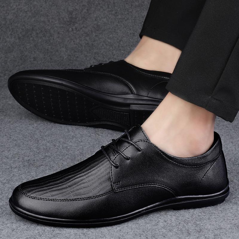 FashionNew 2024 Retro British Style Men Cowhide Casual Leather Shoes Brand Men's Shoes Vogue Outdoor Walking Man Shoes Chaussure Homme