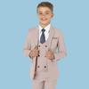 Beiger Anzug für Jungen Revers mit Spitze Hochzeits-Tuxedo Kinder Blazer Kinder Set Formelle Party Jacke Hose Weste 3-teilig