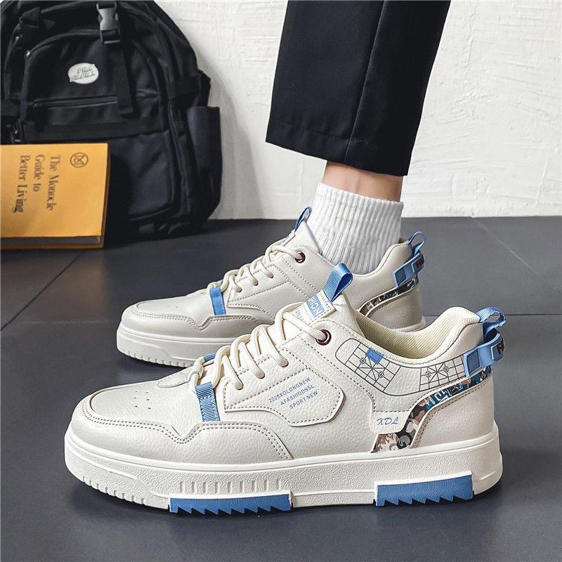 

Весенние мужские кожаные туфли для сноуборда Tide Young Students Small White Shoes Low Top Sports Casual Men Shoes 44 бежевый